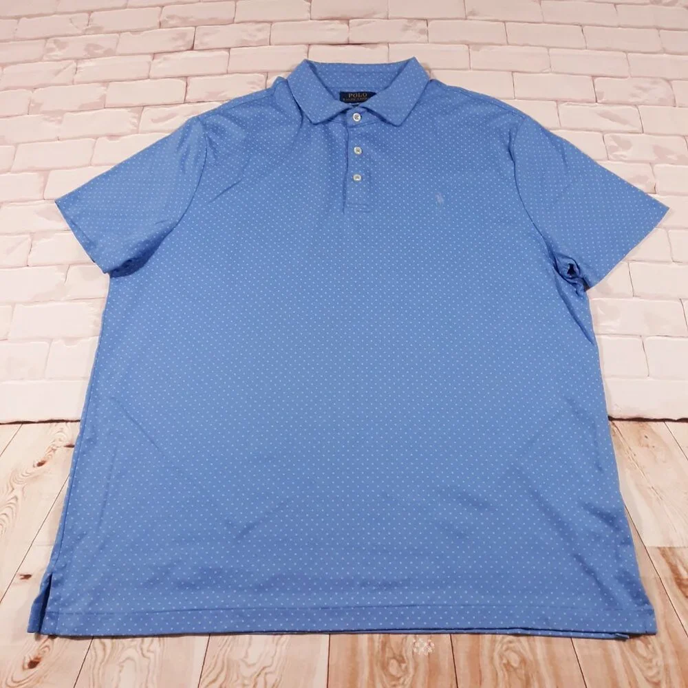Polo Ralph Lauren‎ Golf Polo Shirt Mens XL Custom Slim Fit Dotted Stretch Cotton